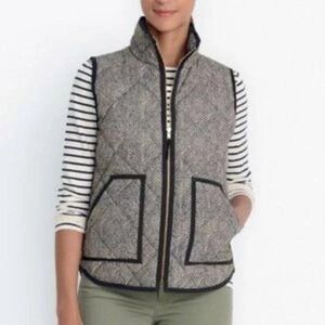 J.Crew Herringbone Puffer Vest Down Filled Quilted Pockets Full Zip Small Spring